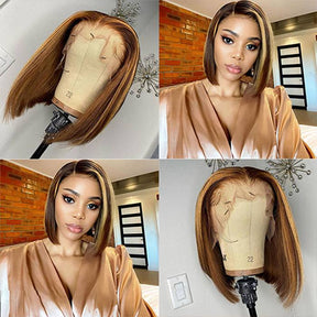 Highlight P4/27 Colored Straight Hair For Women Brazilian Virgin Short Bob Wigs