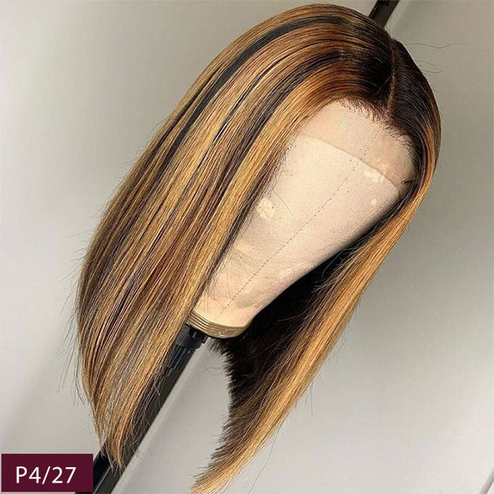 Highlight P4/27 Colored Straight Hair For Women Brazilian Virgin Short Bob Wigs