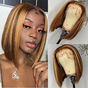 Highlight P4/27 Colored Straight Hair For Women Brazilian Virgin Short Bob Wigs