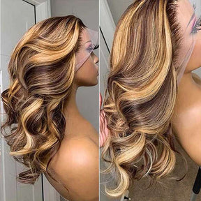 P4/27 Highlight Honey Blonde Body Wave Lace Closure Wigs