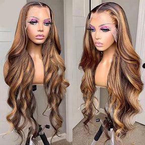 P4/27 Highlight Honey Blonde Body Wave Lace Closure Wigs