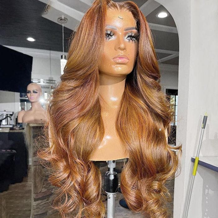 Honey Blonde Lace Front Wig 27 Colored Body Wave Human Hair Wigs