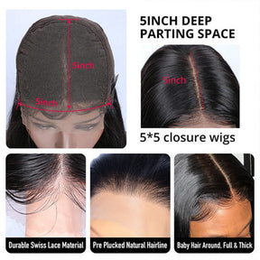 Human Hair Lace Wigs 4x4 5x5 Kinky Straight Brazilian Hair Lace Wig