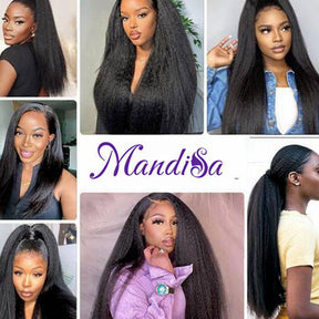 Kinky Straight 13x4 HD Transparent Lace Front Wig Natural Hairline Pre-Plucked