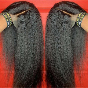 Kinky Straight 13x4 HD Transparent Lace Front Wig Natural Hairline Pre-Plucked