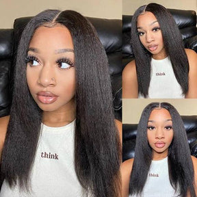 Kinky Straight 13x4 HD Transparent Lace Front Wig Natural Hairline Pre-Plucked