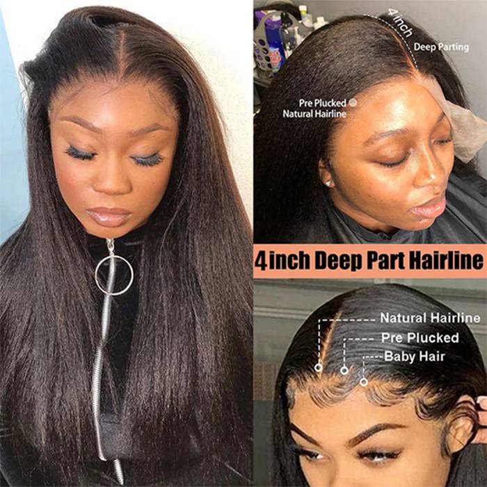 Kinky Straight 5x5 HD Lace Closure wig Natural Hairline Pre-Plucked