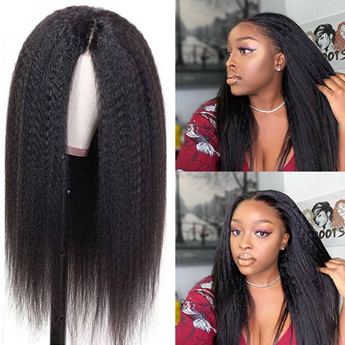 Kinky Straight 5x5 HD Lace Closure wig Natural Hairline Pre-Plucked