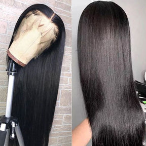 Long Straight Natural Color 4x4 5x5 Invisible Lace Closure Wig 100% Human Hair
