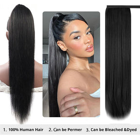 Long Straight Ponytail Human Hair Brazilian Straight Wig For Women