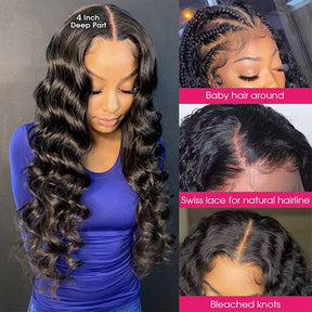 Loose Deep Wave Wig 4x4 5x5 Closure Wig Transparent Lace Wigs For Women