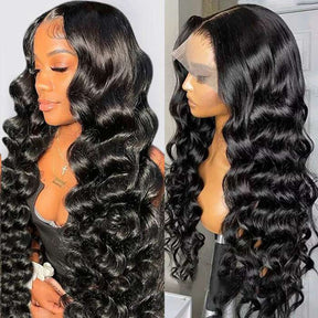 Loose Deep Wave Wig Preplucked Hairline HD Transparent Skin Melt Lace Front 13x4 Human Hair Wigs