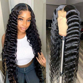 Loose Deep Wave Wig Preplucked Hairline HD Transparent Skin Melt Lace Front 13x4 Human Hair Wigs