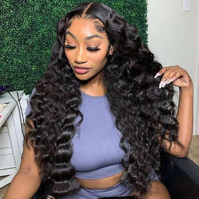 Loose Deep Wave Wig Preplucked Hairline HD Transparent Skin Melt Lace Front 13x4 Human Hair Wigs