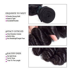 Loose Wave 3 Bundles With 13x4 Lace Frontal Human Hair