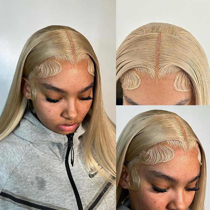 Mandisa Ash Blonde Color Straight 13x4 Preplucked Transparent HD Lace Front Wigs
