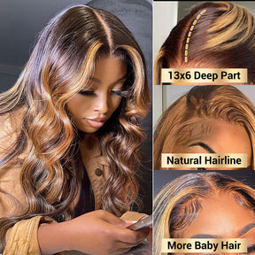 P4/27 Highlight Wig Brazilian Body Wave Wig 13x4 Highlight Lace Front Human Hair Wig