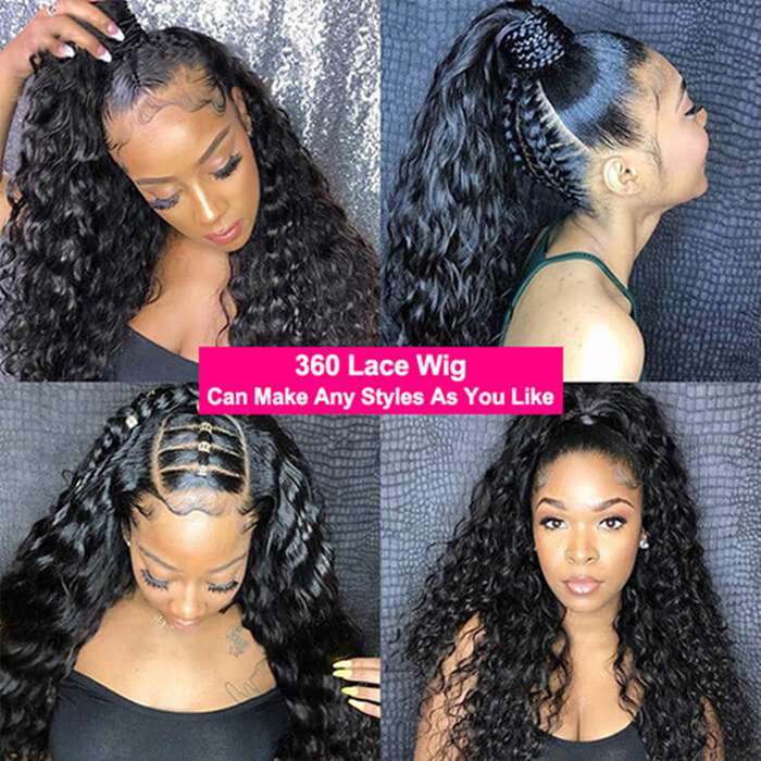 Pre Plucked Deep Wave 360 Lace Frontal Human Hair Wigs