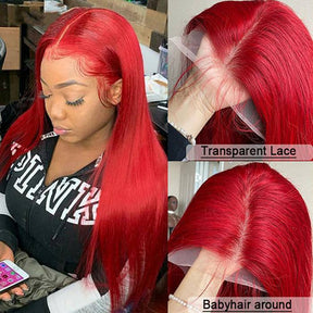 Red Lace Front Human Hair Wigs 13x4 4x4 Straight Wig Glueless Frontal Wig