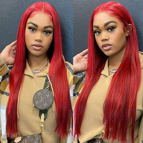 Red Lace Front Human Hair Wigs 13x4 4x4 Straight Wig Glueless Frontal Wig