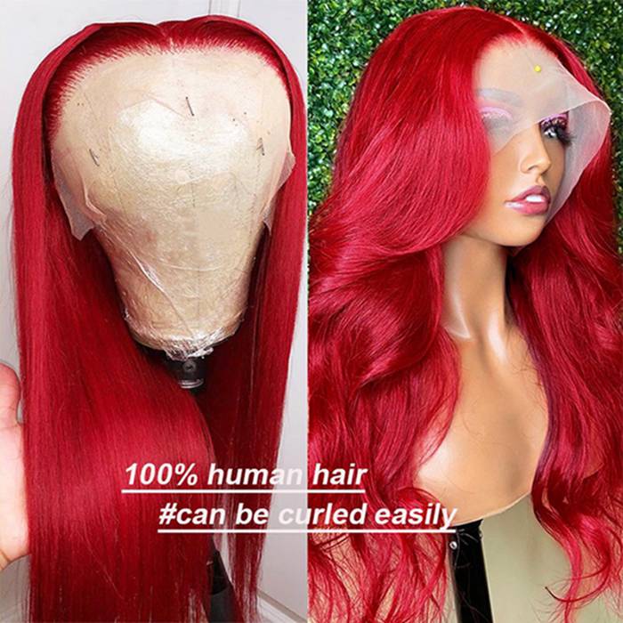 Red Lace Front Human Hair Wigs 13x4 4x4 Straight Wig Glueless Frontal Wig