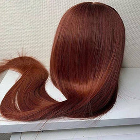 Reddish Brown 13x4 Straight Lace Front Wigs #33 Auburn Brown Glueless Human Hair Wigs