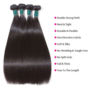 Straight Hair 3 Bundles with 4x4 Lace Closure Best Virgin Human Hair