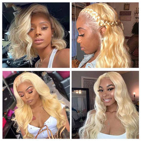 Blonde Body Wave 13x4 Transparent Human Hair Lace Front Wigs