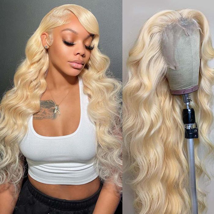 Blonde Body Wave 13x4 Transparent Human Hair Lace Front Wigs