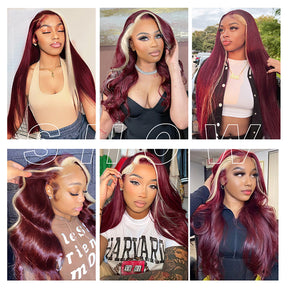 99J With 613 Blonde Skunk Stripe Human Hair 13x4 Body Wave Transformate HD Lace Front Wig
