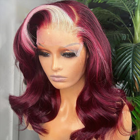 99J With 613 Blonde Skunk Stripe Human Hair 13x4 Body Wave Transformate HD Lace Front Wig