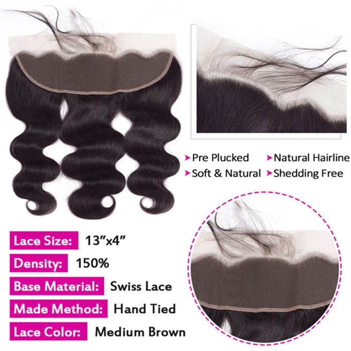 Transparent Lace Frontal Body Wave 13x4 Ear to Ear Lace Frontal Human Hair 12A Best Quality