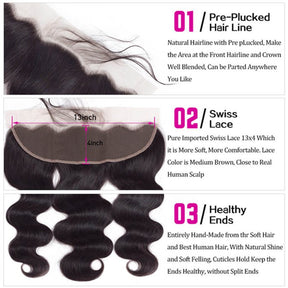Transparent Lace Frontal Body Wave 13x4 Ear to Ear Lace Frontal Human Hair 12A Best Quality