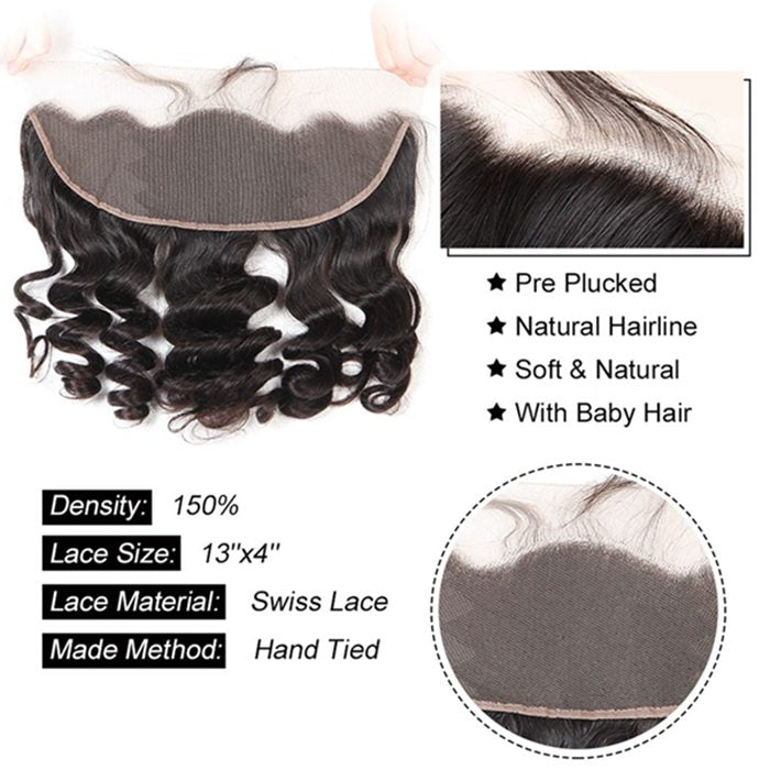 Transparent Lace Frontal Loose Wave 13x4 Ear to Ear Lace Frontal Human Hair 12A Best Quality