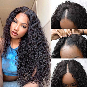 V Part Wig Natural Scalp Water Wave Human Hair Wigs