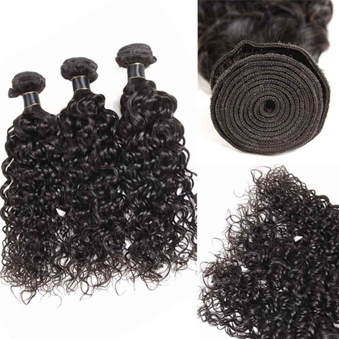 Virgin Water Wave Hair 3 Bundles With Closure High Quality 100% Unprocessed Human Hair Bundles With Closure