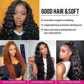 Water Wave Hair 13x4 Lace Front Wigs Glueless HD Transparent Lace Wig Pre-plucked Hairline