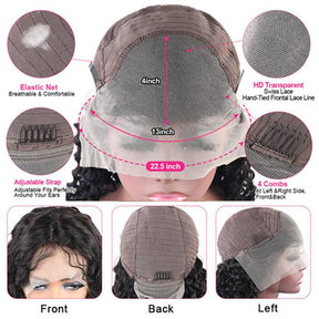 Water Wave Hair 13x4 Lace Front Wigs Glueless HD Transparent Lace Wig Pre-plucked Hairline