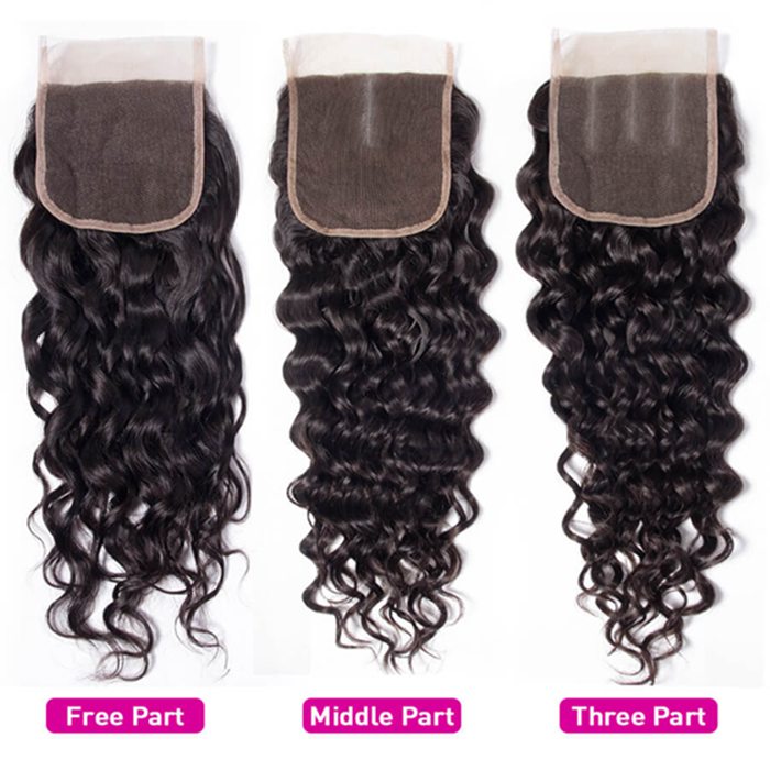 Water Wave Hair 4x4 Lace Closure Natural Color 100% Human Hair