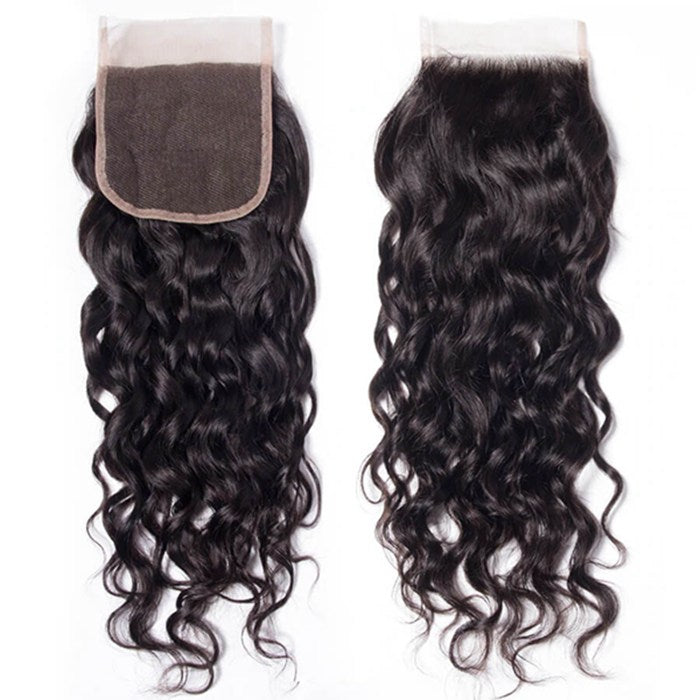 Water Wave Hair 4x4 Lace Closure Natural Color 100% Human Hair