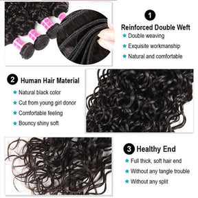 Water Wave Virgin Hair Weave 3 Bundles With 13x4 Lace Frontal