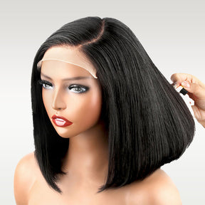 Wear And Go-Deep Side Part Transparent HD Lace Bob Wig