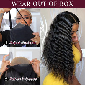 Wear And Go-Glueless Loose Deep Wave Pre-Cut HD Lace Closure Human Hair Wigs