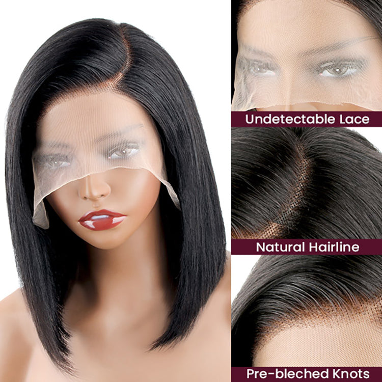 Wear And Go-Glueless Super Natural Side Part Lace Bob Wig