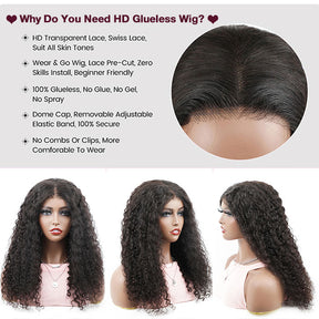 Wear And Go-Glueless Water Wave Pre-Cut HD Lace Closure Human Hair Wigs