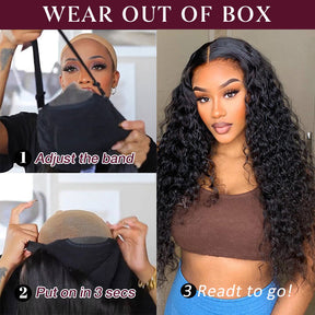 Wear And Go-Glueless Water Wave Pre-Cut HD Lace Closure Human Hair Wigs
