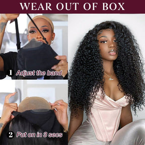 Wear And Go-Kinky Curly HD Glueless Human Hair Pre Cut Lace Wig