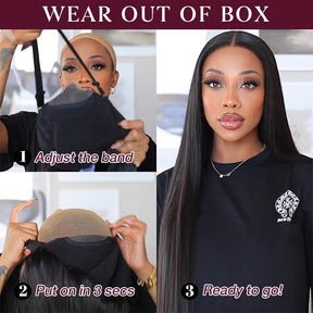 Wear And Go-Straight HD Glueless Human Hair Pre Cut Lace Wig