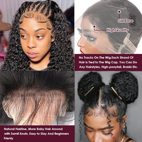 Deep Wave HD Full Lace Frontal Human Hair Wigs Pre Plucked