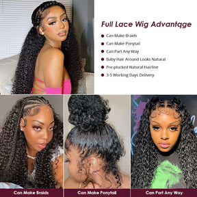 Deep Wave HD Full Lace Frontal Human Hair Wigs Pre Plucked